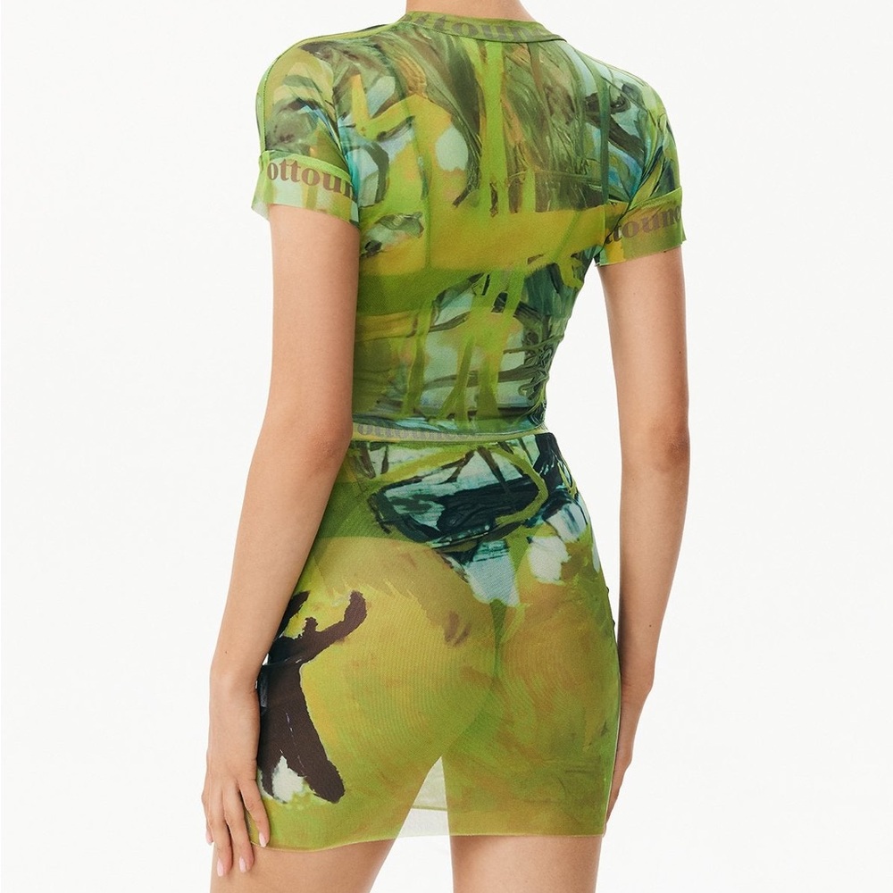 New Solado Abstract Print Crop Top And Mesh Skirt… - image 2